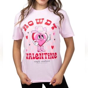 NWT Simply Southern Howdy Valentine Pink Tshirt